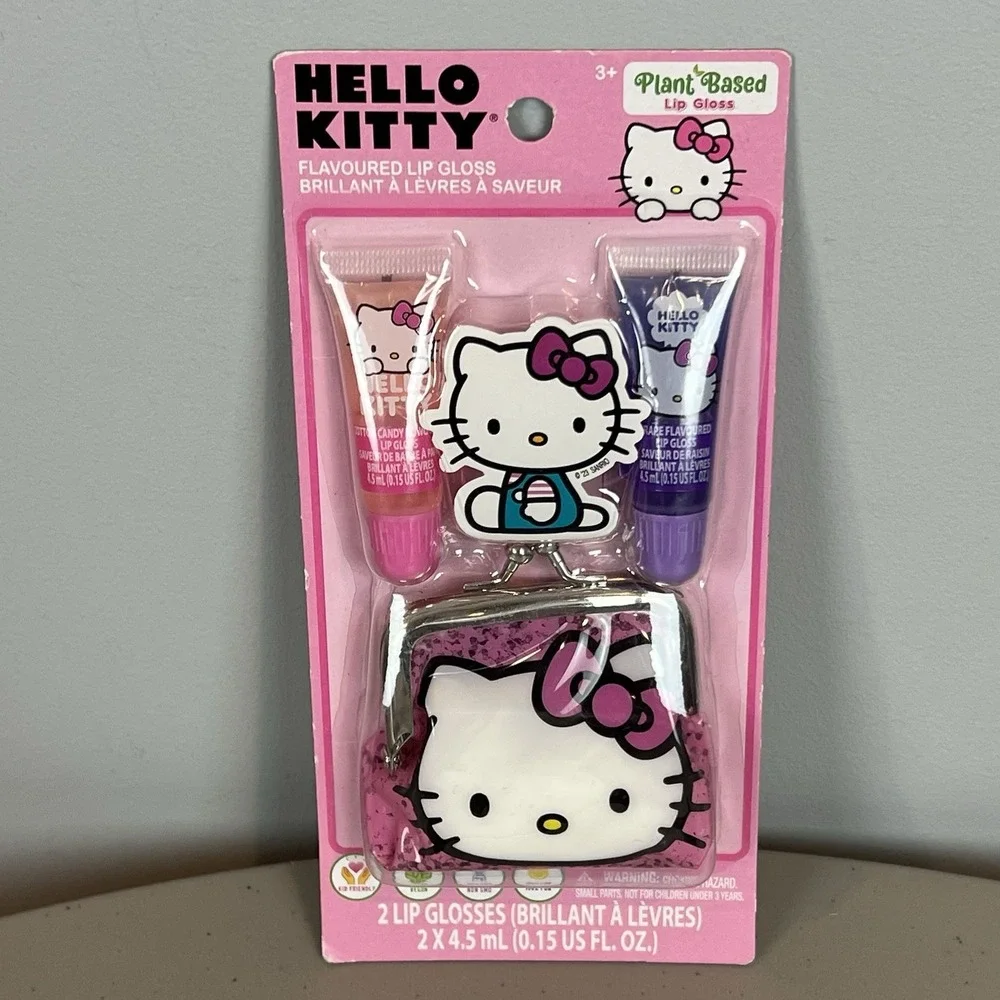 Hello Kitty Flavored Lip Gloss Set with Coin Purse New Sealed